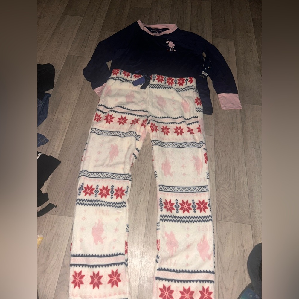 U.S. Polo Assn. Navy and Pink Pajama Set